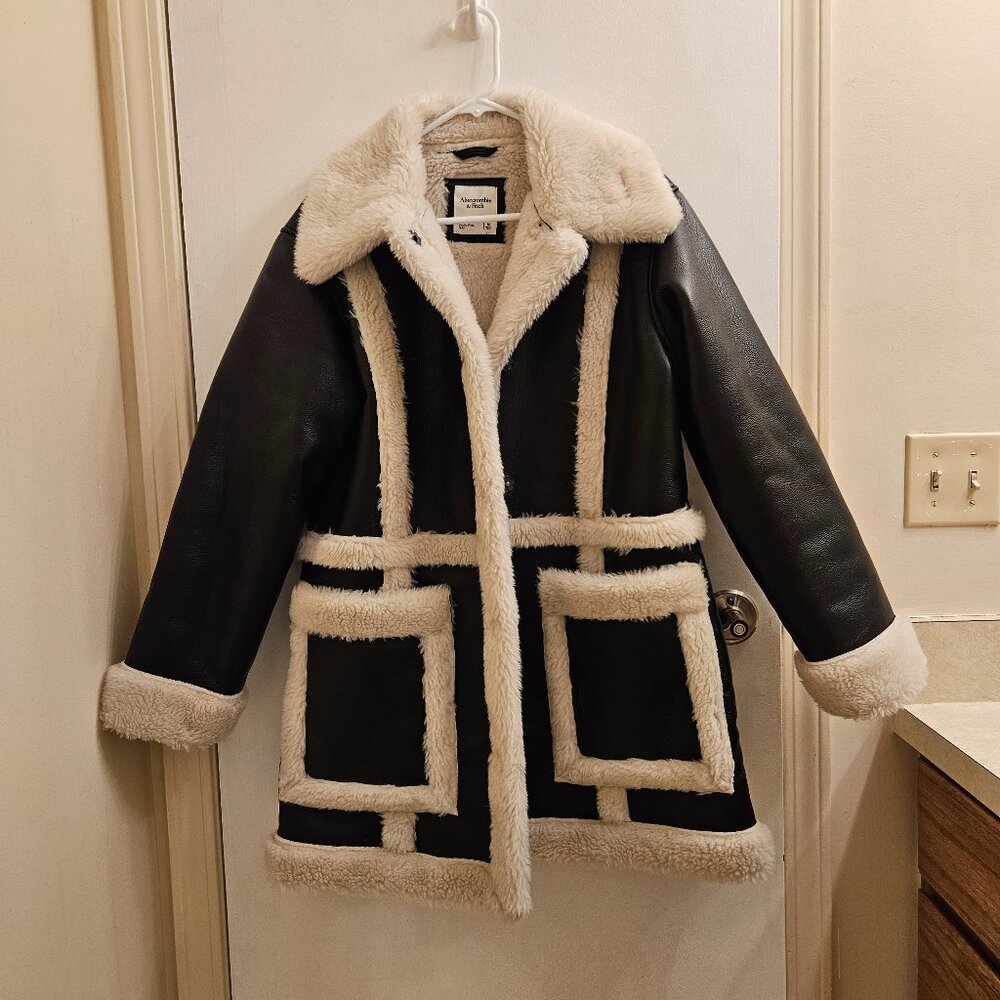 Abercrombie & Fitch Sherpa Lined Vegan Leather Jacket